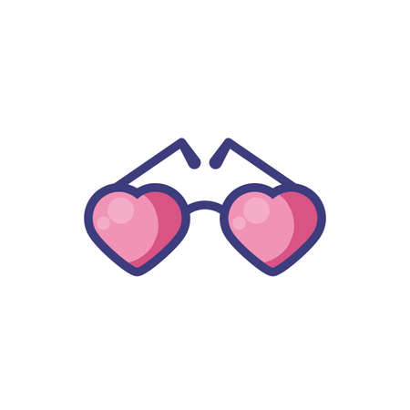 Hearts glasses design of love passion romantic valentines day wedding decoration and marriage theme Vector illustrationのイラスト素材