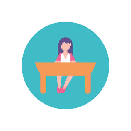 Avatar woman and desk design, Girl female person people human and social media theme Vector illustrationのイラスト素材