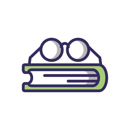 glasses and book over white background, line and fill style icon, vector illustrationのイラスト素材