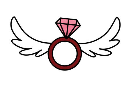 engagement ring with wings on white background vector illustration designのイラスト素材