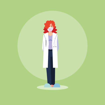 woman doctor standing, medical staff vector illustration designのイラスト素材