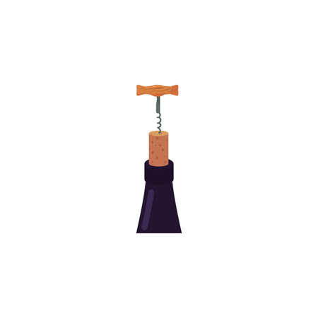 Wine corkscrew and bottle design of Winery alcohol drink beverage restaurant celebration and party theme Vector illustrationのイラスト素材
