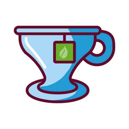 tea mug over white background, fill style icon, vector illustrationのイラスト素材