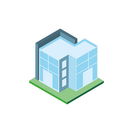 Isometric grey building design, City architecture urban modern downtown contemporary metropolis exterior and construction theme Vector illustrationのイラスト素材
