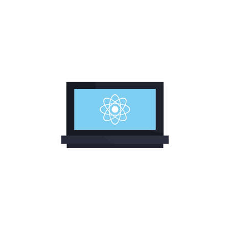 Atom icon inside laptop design, Chemistry science molecular technology particle molecule micro element and power theme Vector illustrationのイラスト素材