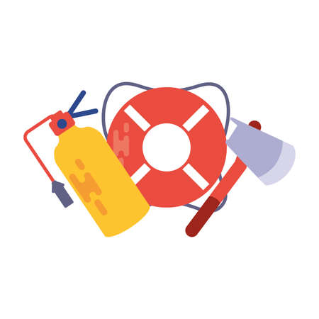 float with fire extinguisher and itches on white background vector illustration designのイラスト素材