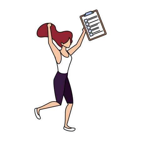 woman with clipboard on white background vector illustration designのイラスト素材