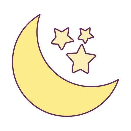 Moon and stars design, Night bedtime sky space moonlight nature light and lunar theme Vector illustrationのイラスト素材