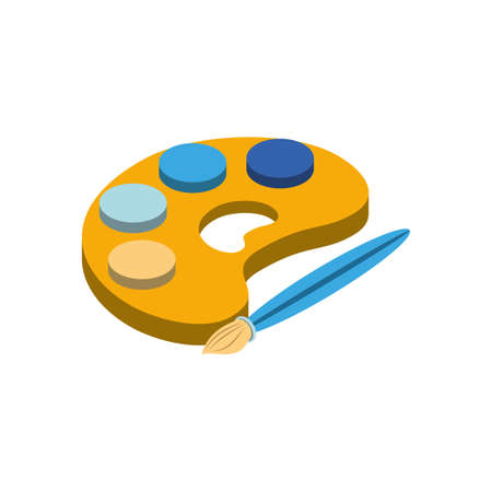 Paint palette and brush design, Art creativity tool instrument painter draw school abstract and work theme Vector illustrationのイラスト素材