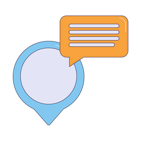 location pin with speech bubble icon over white background, vector illustrationのイラスト素材