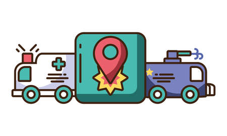 tank armoured, ambulance car on white background vector illustration designのイラスト素材