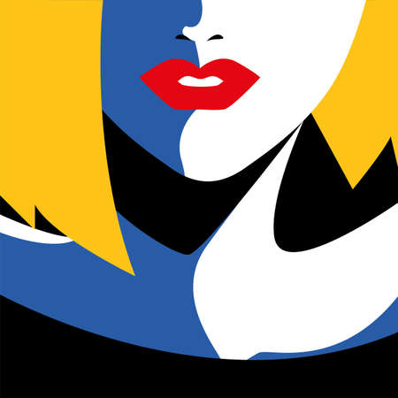 portrait of abstract young woman vector illustration designのイラスト素材