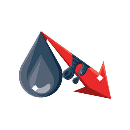 crude oil price decrease, oil prices dropping vector illustration designのイラスト素材