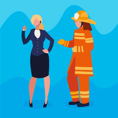 couple of professional workers characters vector illustration designのイラスト素材