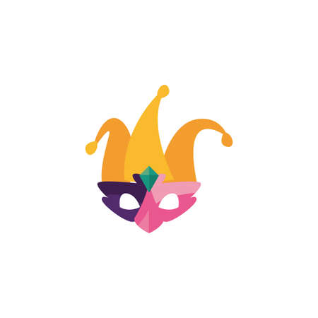 Mardi gras mask with hat design, Party carnival decoration celebration festival holiday fun new orleans and traditional theme Vector illustrationのイラスト素材