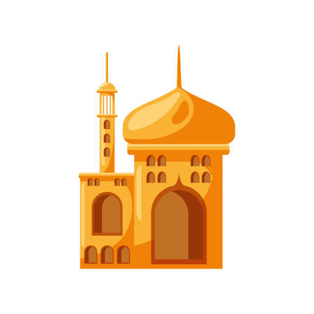 muslim temple, mosque building on white background vector illustration designのイラスト素材