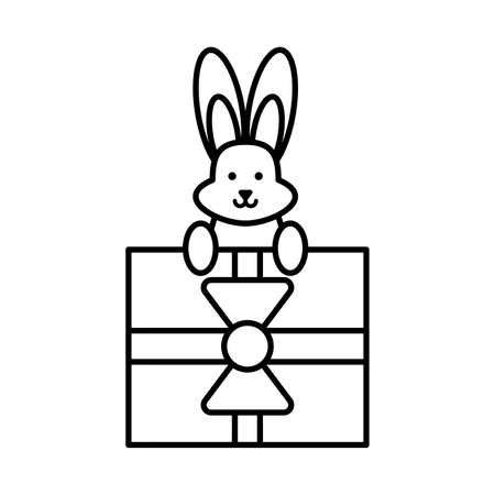 cute bunny in a christmas gift box on white background vector illustration designのイラスト素材