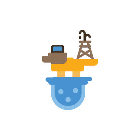 Oil tower over water design, Fracking industry fuel technology power industrial production and petroleum theme Vector illustrationのイラスト素材