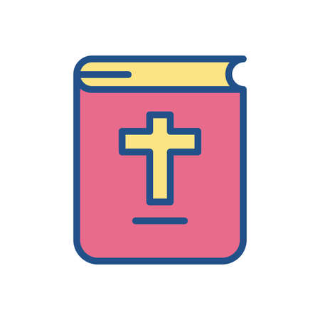 catholic bible over white background, line style icon, vector illustrationのイラスト素材