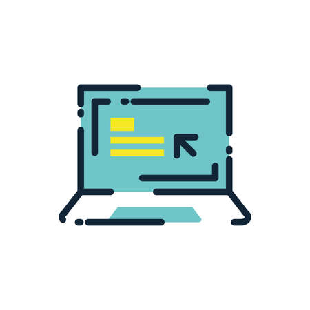 Laptop design, Digital technology communication social media internet web and screen theme Vector illustrationのイラスト素材