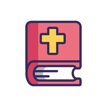 holy bible icon over white background, colorful line and fill style, vector illustrationのイラスト素材