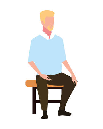 young man sitting in chair on white background vector illustration designのイラスト素材