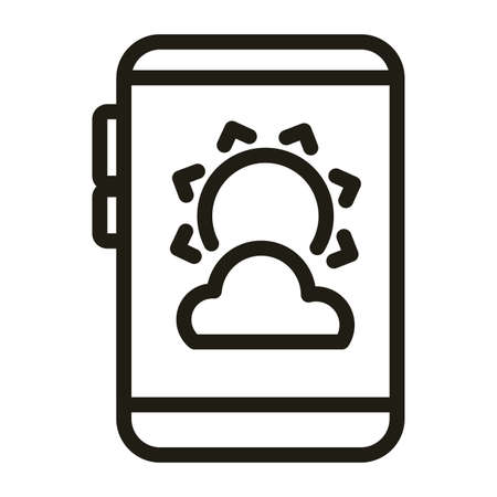 smart phone screen with sun and clouds, line style icon vector illustration designのイラスト素材