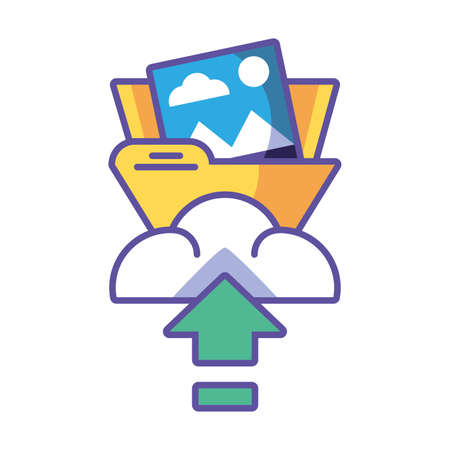 upload information in the cloud in white background vector illustration designのイラスト素材