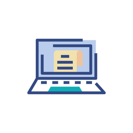 Document inside laptop design, Data archive storage organize business office and information theme Vector illustrationのイラスト素材