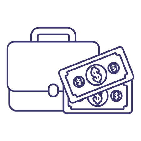 Suitcase and bills of money financial item banking commerce market payment buy currency accounting and invest theme Vector illustrationのイラスト素材