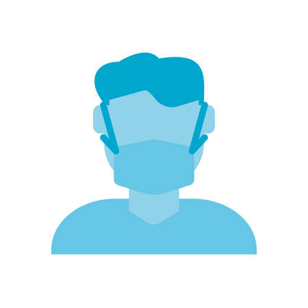 man with mouth mask over white background, flat style icon, vector illustrationのイラスト素材