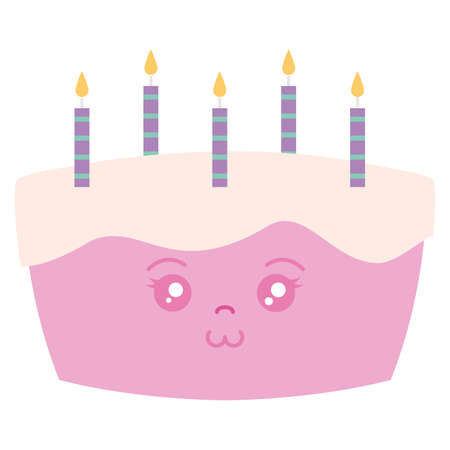 sweet birthday cake with candles vector illustration designのイラスト素材