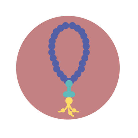 ramadan tasbih icon over white background, block style, vector illustrationのイラスト素材