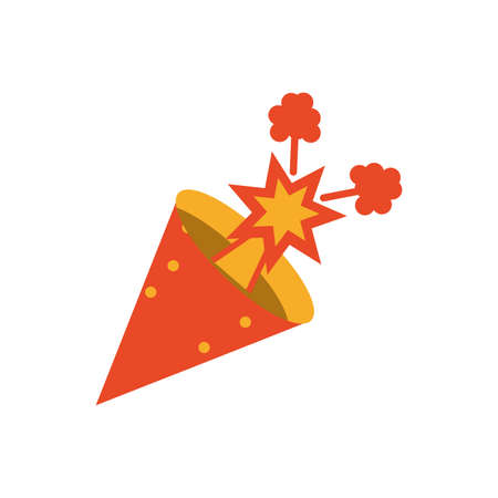 cone firework over white background, flat style icon, vector illustrationのイラスト素材
