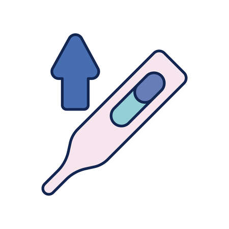medical instrument thermometer, line and fill style icon vector illustration designのイラスト素材