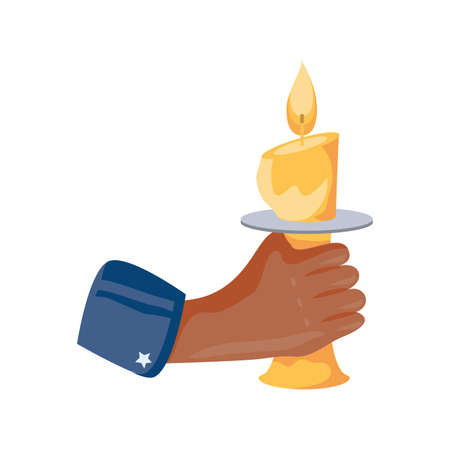 hand holding a candle on white background vector illustration designのイラスト素材