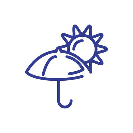 umbrella and sun icon over white background, line style, vector illustrationのイラスト素材