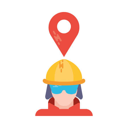 man with safety helmet and tag on white background vector illustration designのイラスト素材