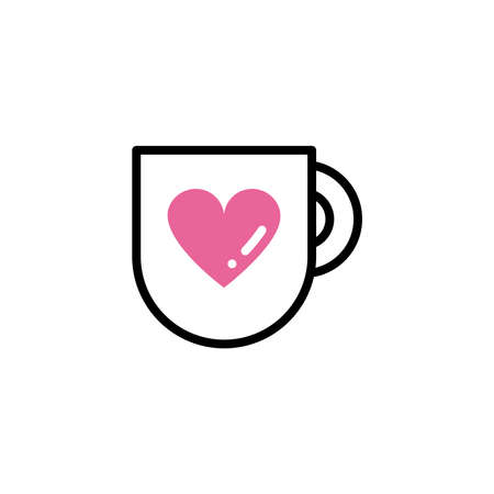 cup of coffee, line style and color vector illustration designのイラスト素材