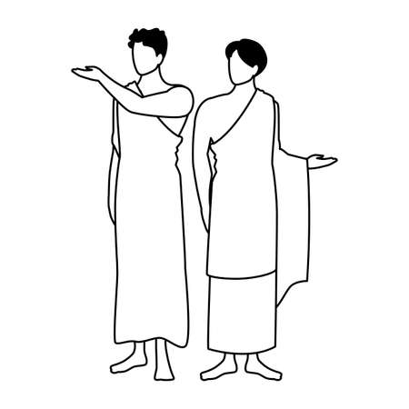 men pilgrim hajj on white background vector illustration designのイラスト素材