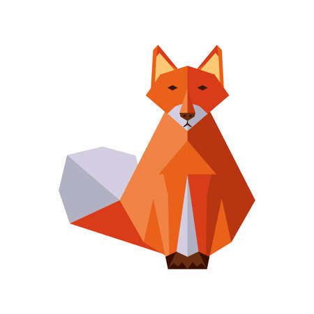 fox geometric wild animals on white background vector illustration designのイラスト素材