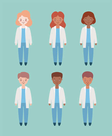 group of doctors , staff and medical team vector illustration designのイラスト素材