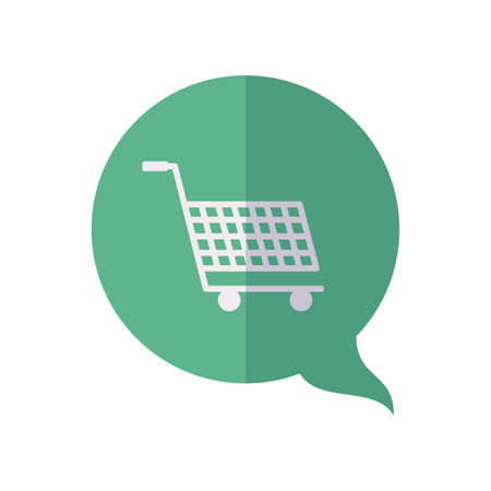 speech bubble with shopping vrt icon over white background, flat style, vector illustrationのイラスト素材