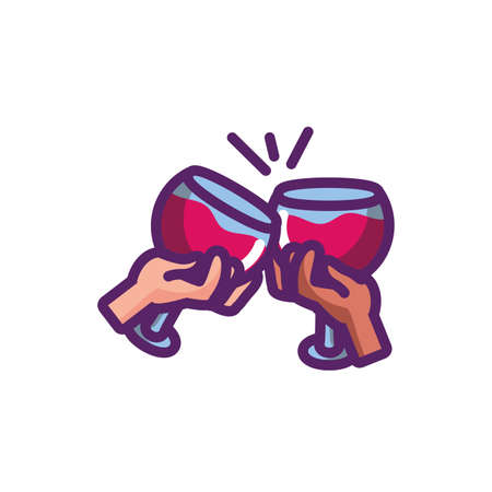 Wine cups design of Winery alcohol drink beverage restaurant celebration and party theme Vector illustrationのイラスト素材