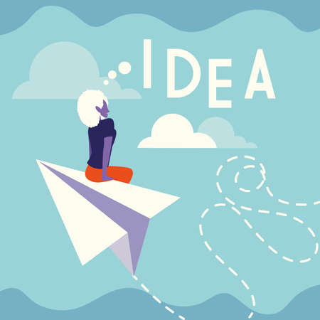 businesswoman with idea label, people and ideas vector illustration designのイラスト素材