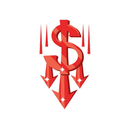 dollar symbol, oil prices dropping vector illustration designのイラスト素材