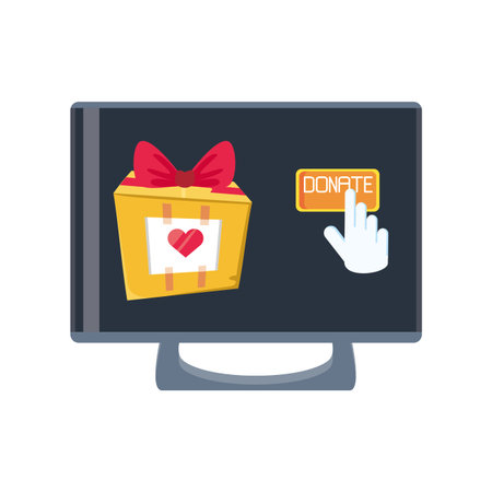 screen with donation gift on white background vector illustration designのイラスト素材