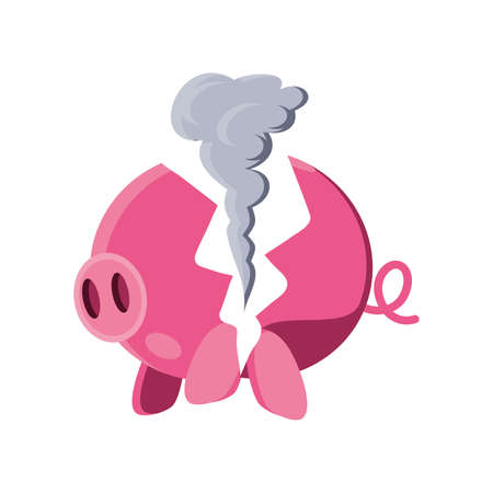 piggy bank with smoke on white background vector illustration designのイラスト素材