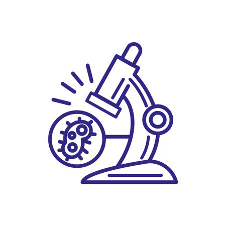 microscope tool icon over white background, line detail style, vector illustration