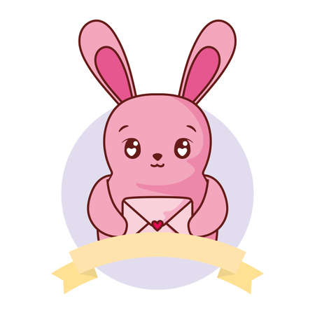 Rabbit cartoon with card design of love passion romantic valentines day wedding decoration and marriage theme Vector illustrationのイラスト素材